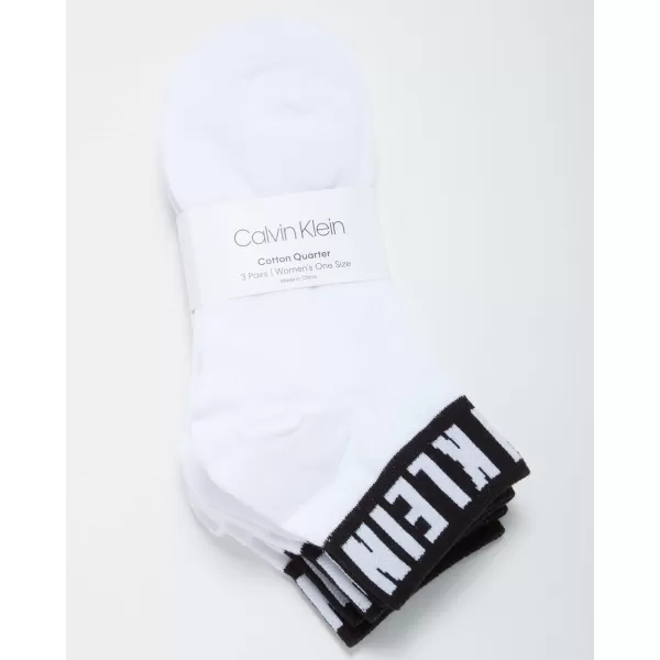 Calvin Klein Womens Socks  Lightweight Quarter Cut Ankle Socks 3 or 6 PackWhite3 Pack