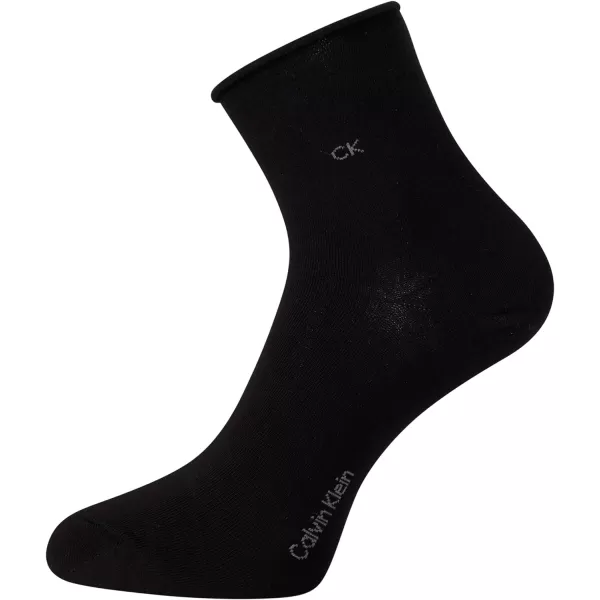 Calvin Klein Womens Socks  Roll Cuff Crew Socks 3 PackAll Black