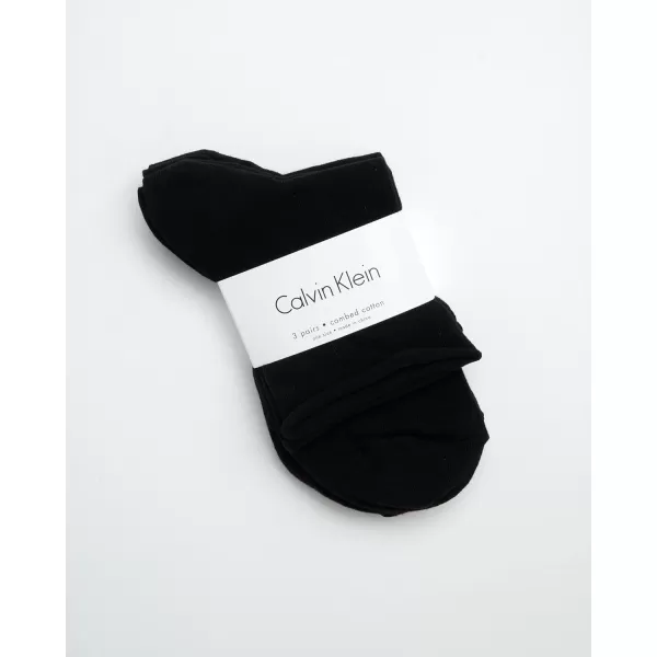 Calvin Klein Womens Socks  Roll Cuff Crew Socks 3 PackAll Black