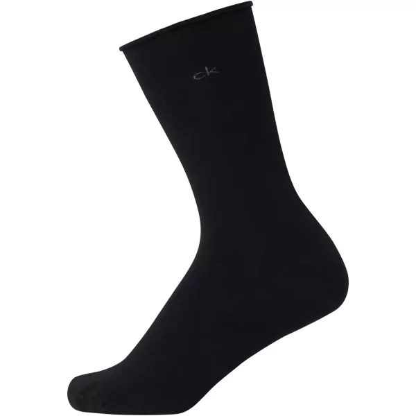 Calvin Klein Womens Socks  Roll Cuff Crew Socks 3 PackBlack