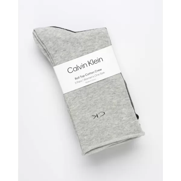 Calvin Klein Womens Socks  Roll Cuff Crew Socks 3 PackGreys