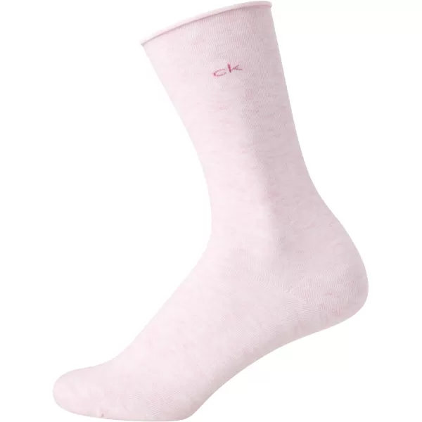 Calvin Klein Womens Socks  Roll Cuff Crew Socks 3 PackPinkGrey