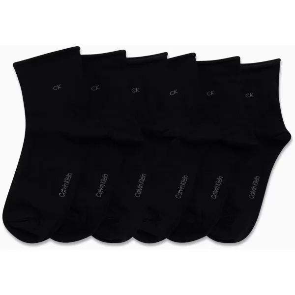 Calvin Klein Womens Socks  Roll Cuff Crew Socks 6 PackAll Black