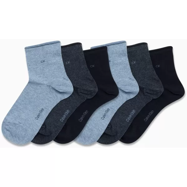 Calvin Klein Womens Socks  Roll Cuff Crew Socks 6 PackAssorted