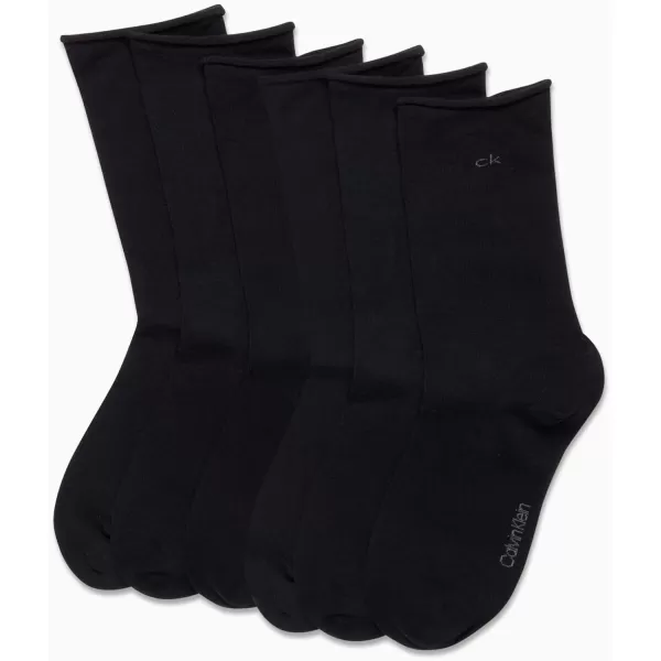 Calvin Klein Womens Socks  Roll Cuff Crew Socks 6 PackBlack