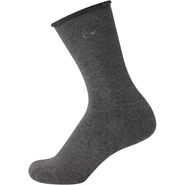 Calvin Klein Womens Socks  Roll Cuff Crew Socks 6 PackGrey