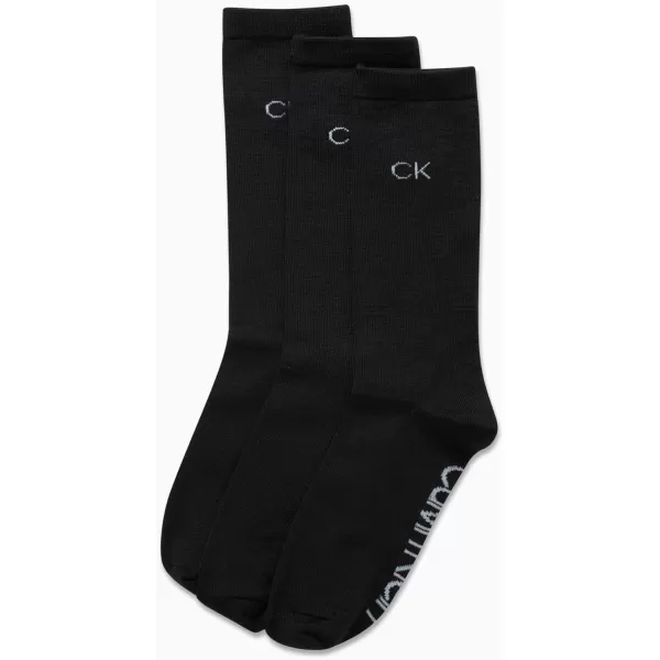 Calvin Klein Womens Socks  Sustainable SuperSoft Luxury Cushion Athletic Crew Socks 3 PackBlack