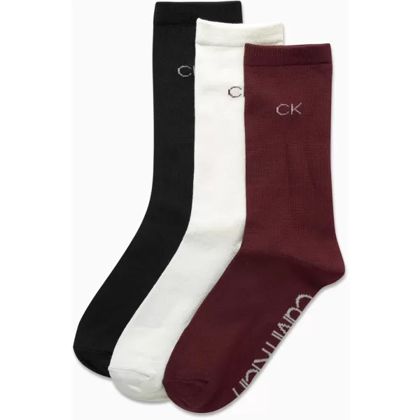 Calvin Klein Womens Socks  Sustainable SuperSoft Luxury Cushion Athletic Crew Socks 3 PackBurgundy