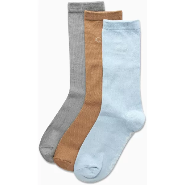 Calvin Klein Womens Socks  Sustainable SuperSoft Luxury Cushion Athletic Crew Socks 3 PackLight Blue