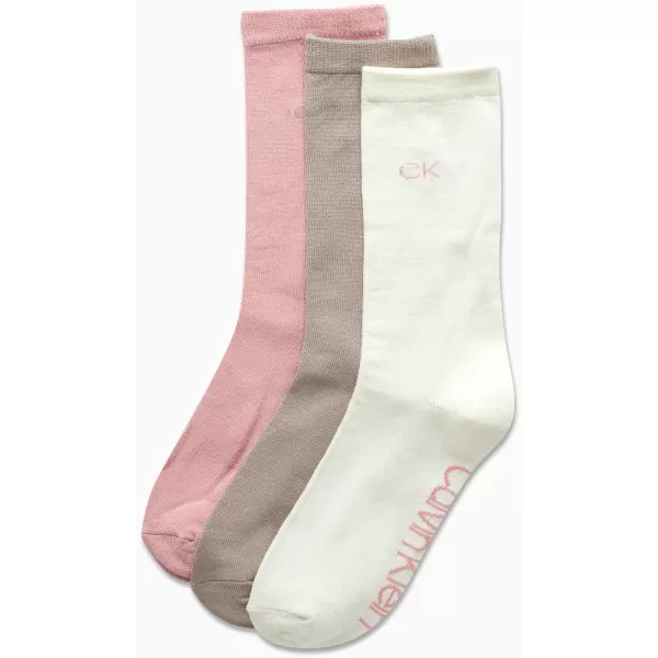 Calvin Klein Womens Socks  Sustainable SuperSoft Luxury Cushion Athletic Crew Socks 3 PackTan