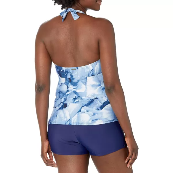 Calvin Klein Womens Solid Halter Tankini Swimsuit with Removable Soft CupsDeep Sea