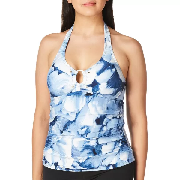 Calvin Klein Womens Solid Halter Tankini Swimsuit with Removable Soft CupsDeep Sea