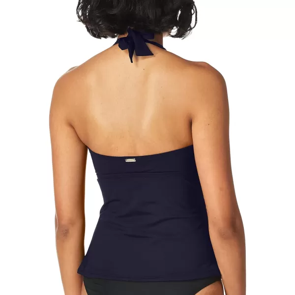 Calvin Klein Womens Solid Halter Tankini Swimsuit with Removable Soft CupsNavy