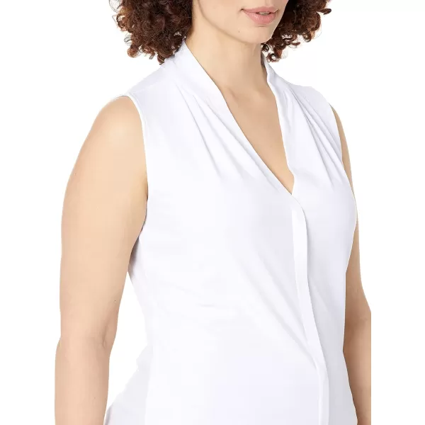 Calvin Klein Womens Solid Sleeveless VNeck Cami Petite and StandardWhite