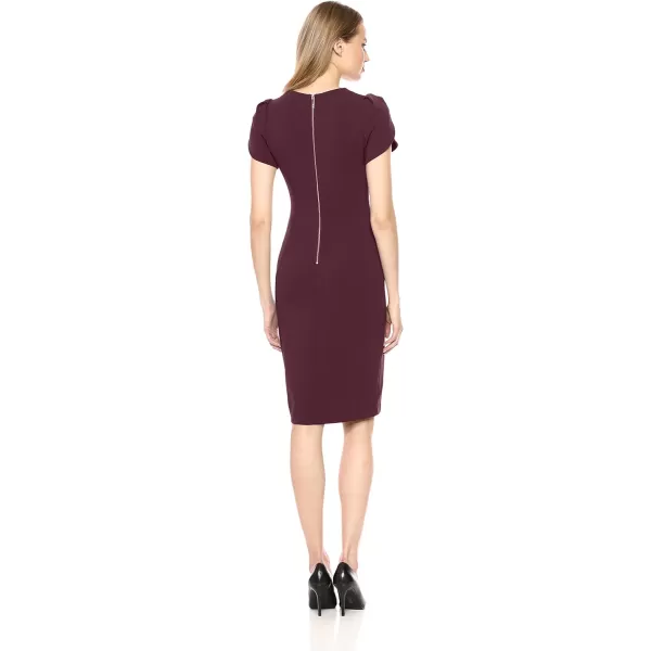 Calvin Klein Womens Tulip Sleeved Sheath DressAubergine