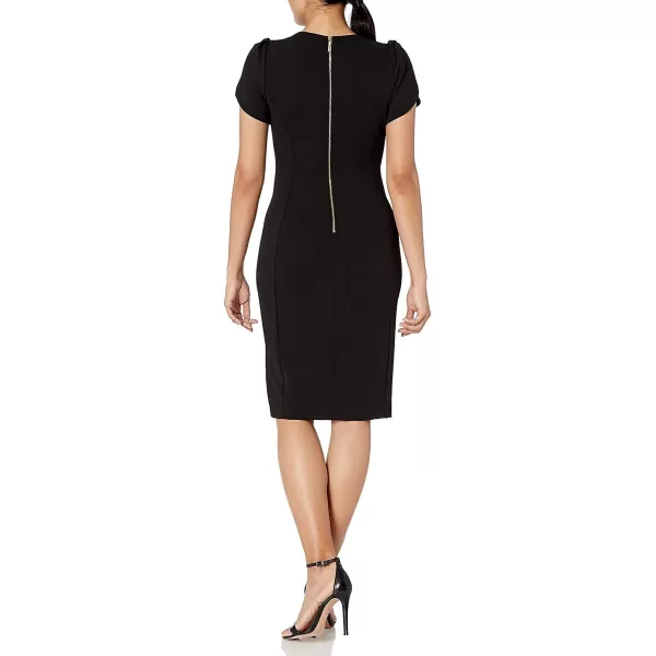 Calvin Klein Womens Tulip Sleeved Sheath DressBlack 2