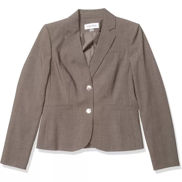 Calvin Klein Womens Two Button Lux Blazer Petite Standard  PlusHeather Taupe