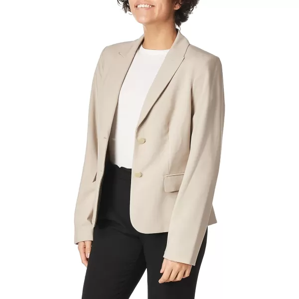 Calvin Klein Womens Two Button Lux Blazer Petite Standard  PlusKhaki