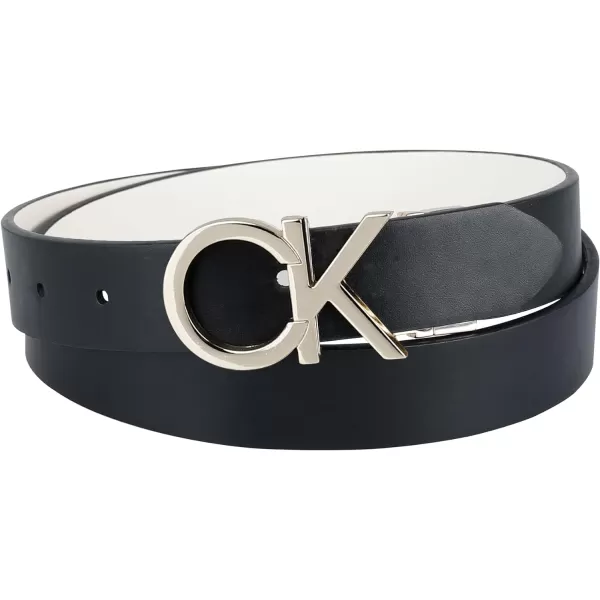 Calvin Klein Womens Twoinone Reversible Ck Monogram Plaque BuckleWhiteBlack Plaque