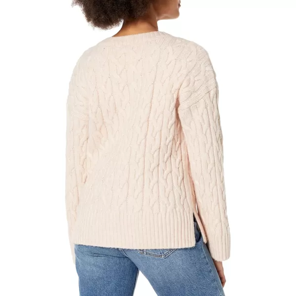 Calvin Klein Womens V Neck Cable Long Sleeve SweaterPetal