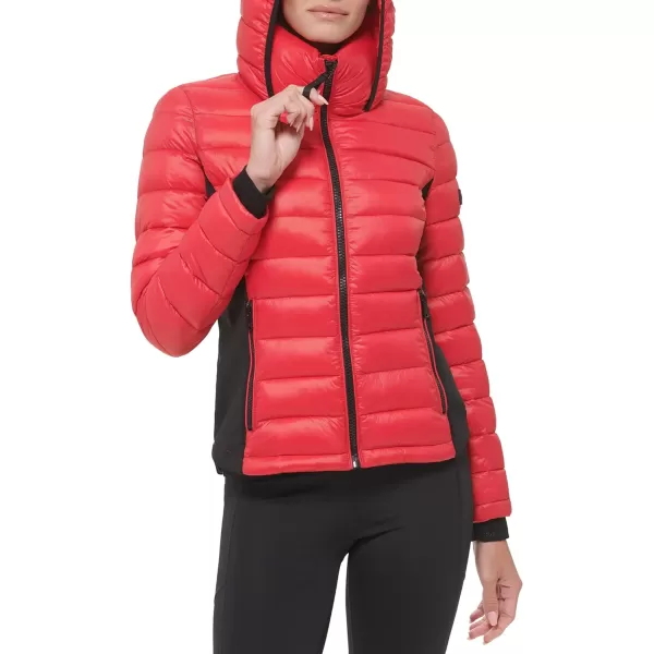 Calvin Klein Womens Water Resistant Casual Lightweight Scuba Side Panels JacketMandarin Red