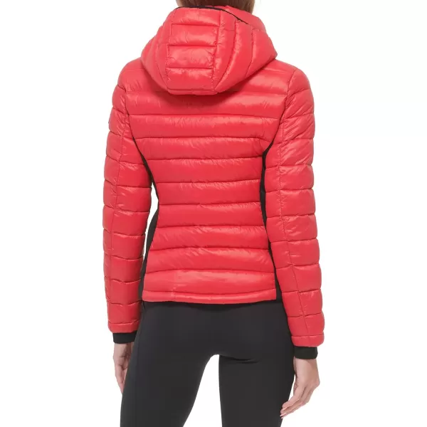 Calvin Klein Womens Water Resistant Casual Lightweight Scuba Side Panels JacketMandarin Red