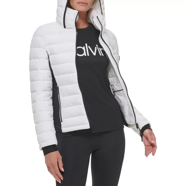 Calvin Klein Womens Water Resistant Casual Lightweight Scuba Side Panels JacketWhite