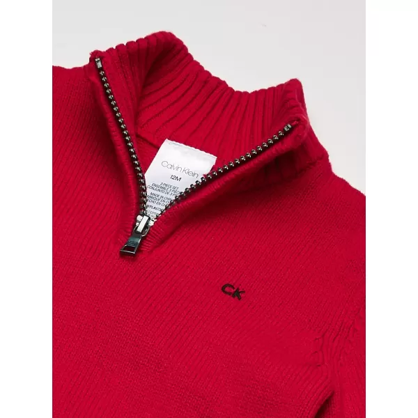 Calvin Klein babyboys 3piece Sweater Set With Matching Buttondown Shirt and PantsRed Block
