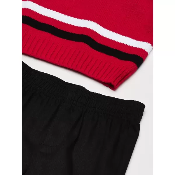 Calvin Klein babyboys 3piece Sweater Set With Matching Buttondown Shirt and PantsRed Block