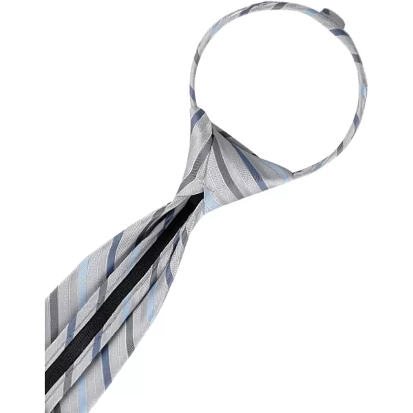 Calvin Klein boys Adjustable Pretied Zipper Tie  Big BoysSilver Stripe Zip
