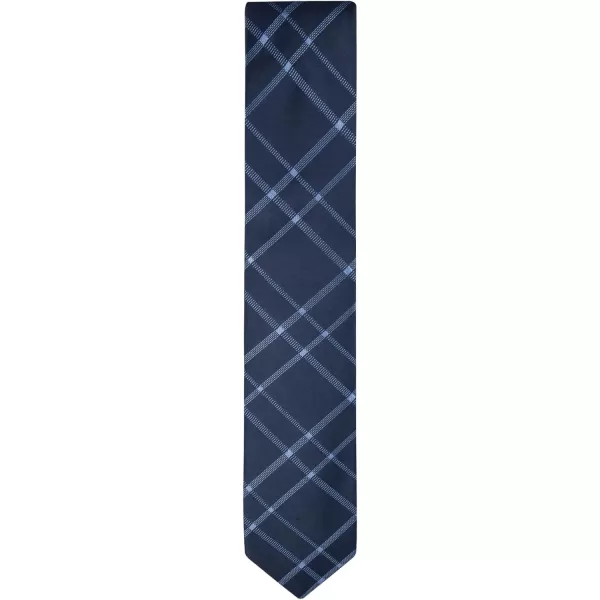 Calvin Klein mens Classic Navy Solid and Pattern Ties  Regular and Extra Large SizesNavy Plaid