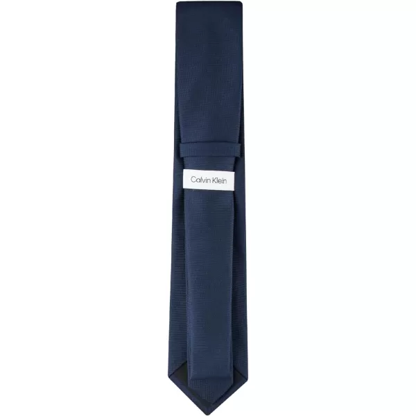 Calvin Klein mens Classic Navy Solid and Pattern Ties  Regular and Extra Large SizesNavy Silver Spun