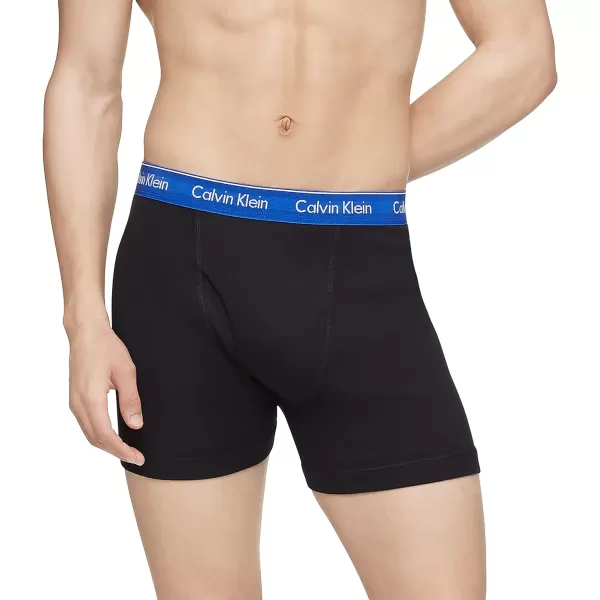 Calvin Klein mens Cotton Classics 3Pack Boxer BriefBlack Bodies W Royalty Army Green Flaz Heather