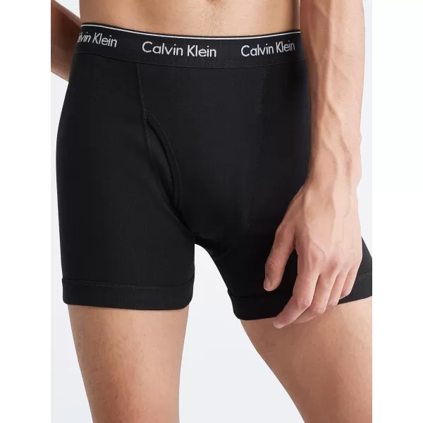 Calvin Klein mens Cotton Classics 3Pack Boxer BriefBlack Bodies W Summer Taupe Fiesta Black