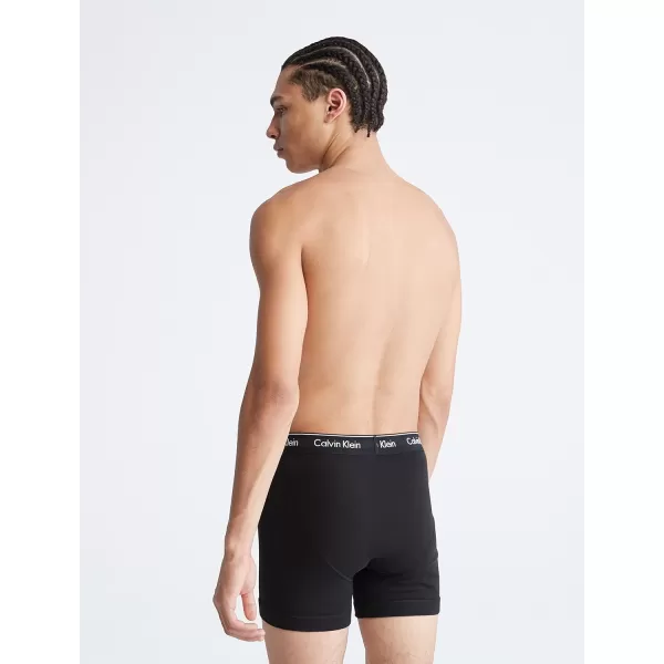 Calvin Klein mens Cotton Classics 3Pack Boxer BriefBlack Bodies W Summer Taupe Fiesta Black