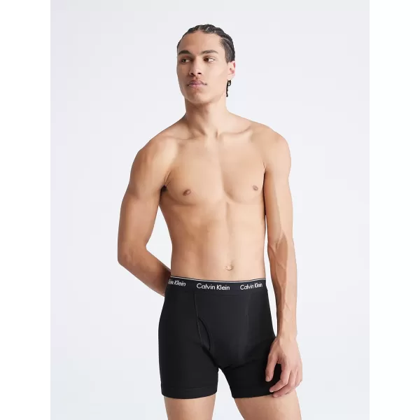 Calvin Klein mens Cotton Classics 3Pack Boxer BriefBlack Bodies W Summer Taupe Fiesta Black