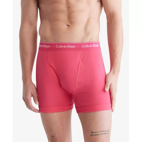 Calvin Klein mens Cotton Classics 3Pack Boxer BriefCerise Lipstick Grey Heather Blue Edge
