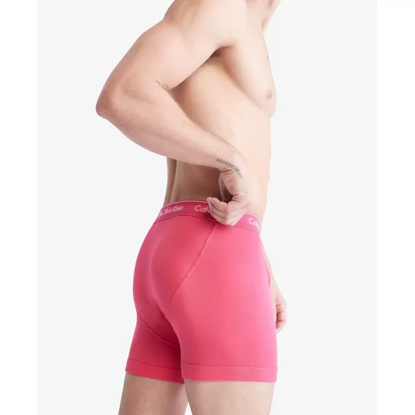 Calvin Klein mens Cotton Classics 3Pack Boxer BriefCerise Lipstick Grey Heather Blue Edge