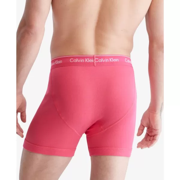 Calvin Klein mens Cotton Classics 3Pack Boxer BriefCerise Lipstick Grey Heather Blue Edge