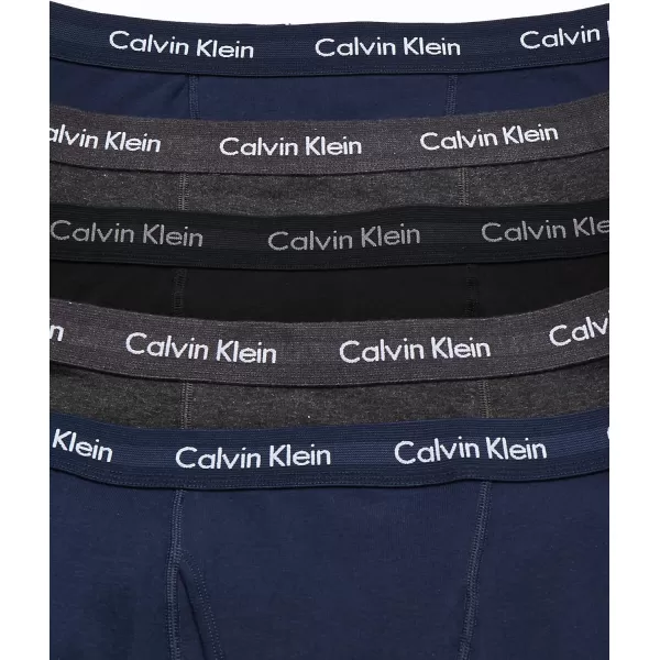 Calvin Klein mens Cotton Classics 5Pack Boxer Brief2 Blue Shadow Body WBlue Shadow Waistband 2 Charcoal Heather Body WCharcoal Heather Waistband 1 Black Body WBlack Waistband