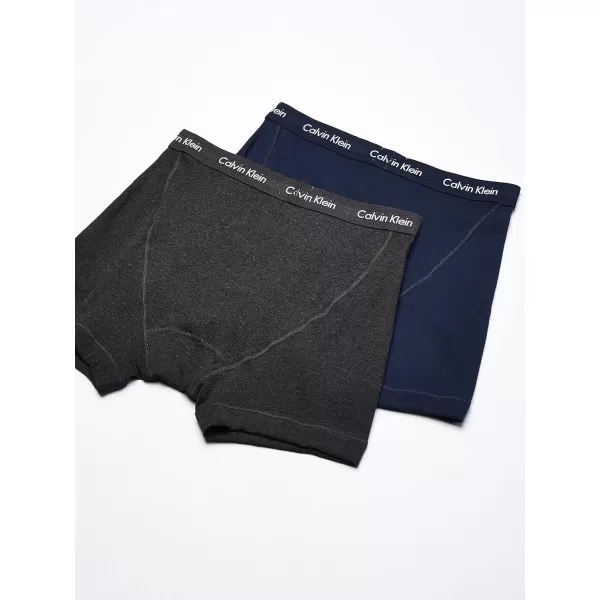 Calvin Klein mens Cotton Classics 5Pack Boxer Brief2 Blue Shadow Body WBlue Shadow Waistband 2 Charcoal Heather Body WCharcoal Heather Waistband 1 Black Body WBlack Waistband