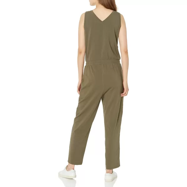 Calvin Klein womens Designer Logo Jumpsuit Romper WDrawstringSolid Caper