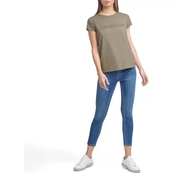 Calvin Klein womens Short Sleeve Crew Neck Logo TShirtCaper