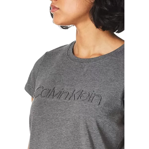 Calvin Klein womens Short Sleeve Crew Neck Logo TShirtHeather Charcoal