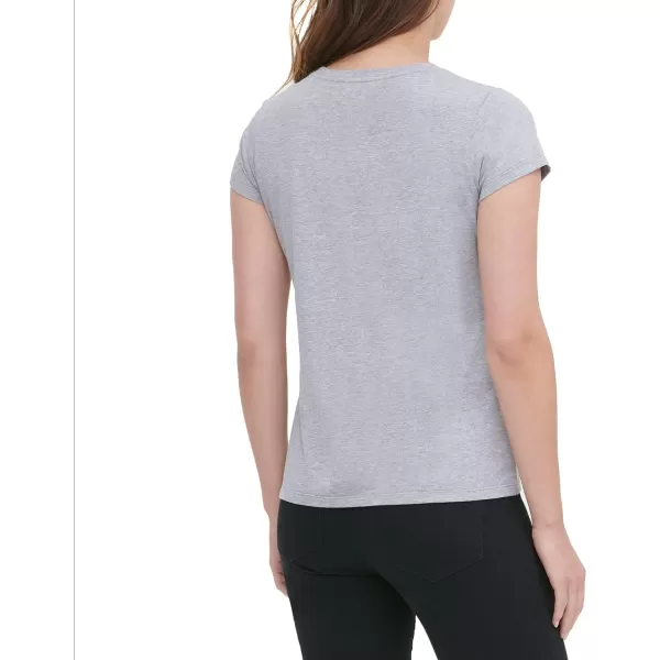 Calvin Klein womens Short Sleeve Crew Neck Logo TShirtHeather Granite