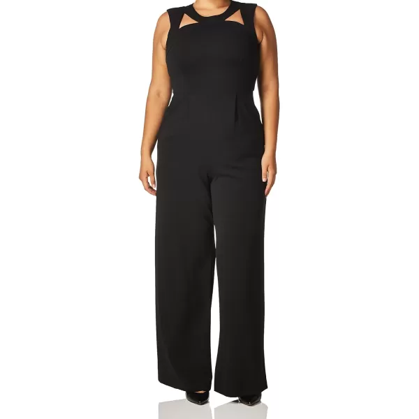 Calvin Klein womens Sleeveless Neckline Cutout Jumpsuit With PocketsBlack