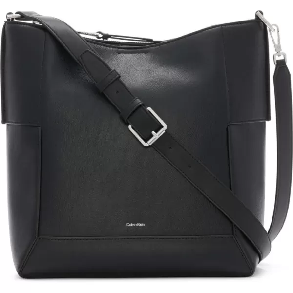 Calvin Klein Aura NorthSouth Convertible Hobo Shoulder amp Messenger BagBlackSilver