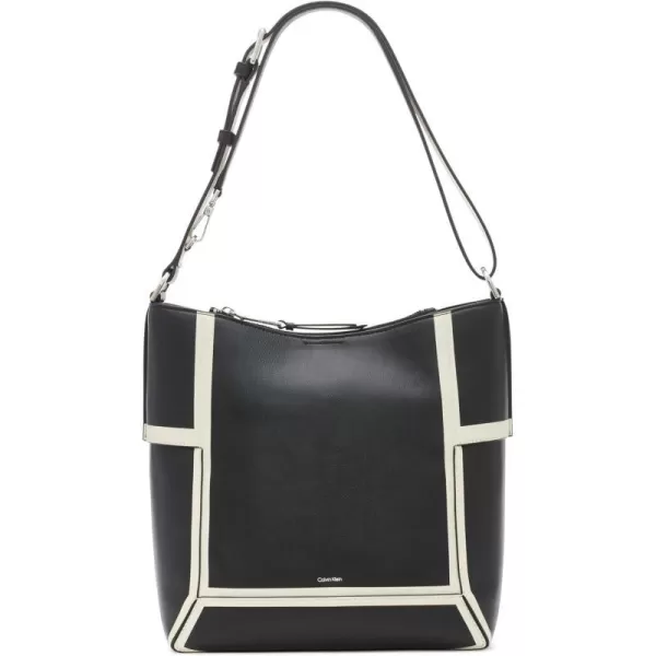 Calvin Klein Aura NorthSouth Convertible Hobo Shoulder amp Messenger BagBlackWhite