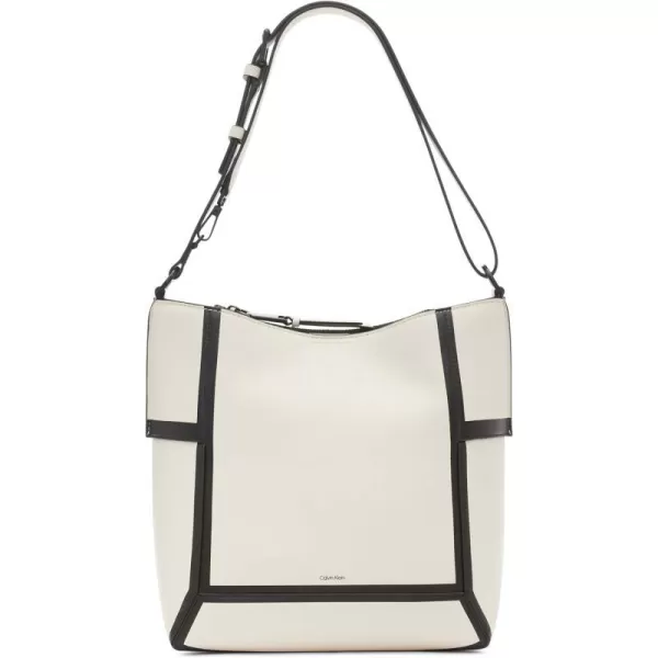 Calvin Klein Aura NorthSouth Convertible Hobo Shoulder amp Messenger BagCherub WhiteBlack