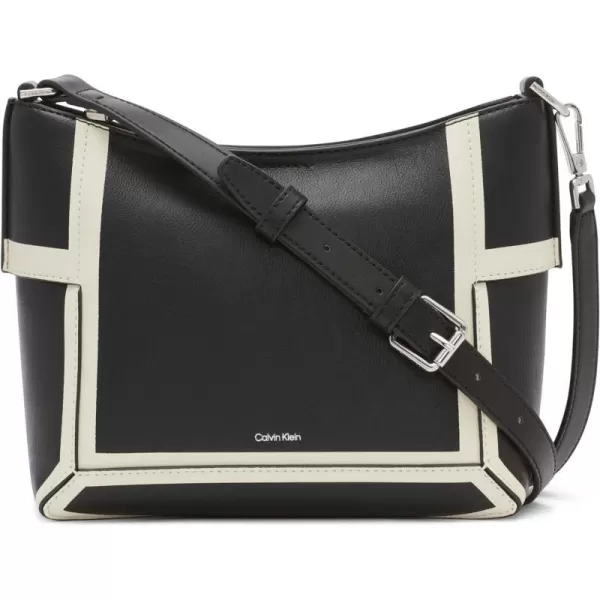 Calvin Klein Aura NorthSouth Top Zip CrossbodyBlackWhite